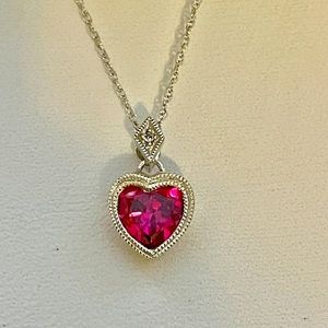 10kt white gold, ruby heart necklace